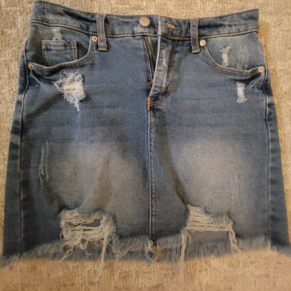 Wild Fable Distressed Denim Skirt - Blue